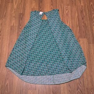 Twik Simons Sage Green Floral Sleeveless Blouse Keyhole Back Top Women’s Size M
